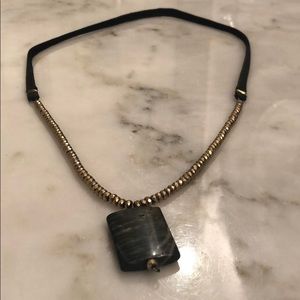 Beautiful Black Leather and Gold Beaded Necklace